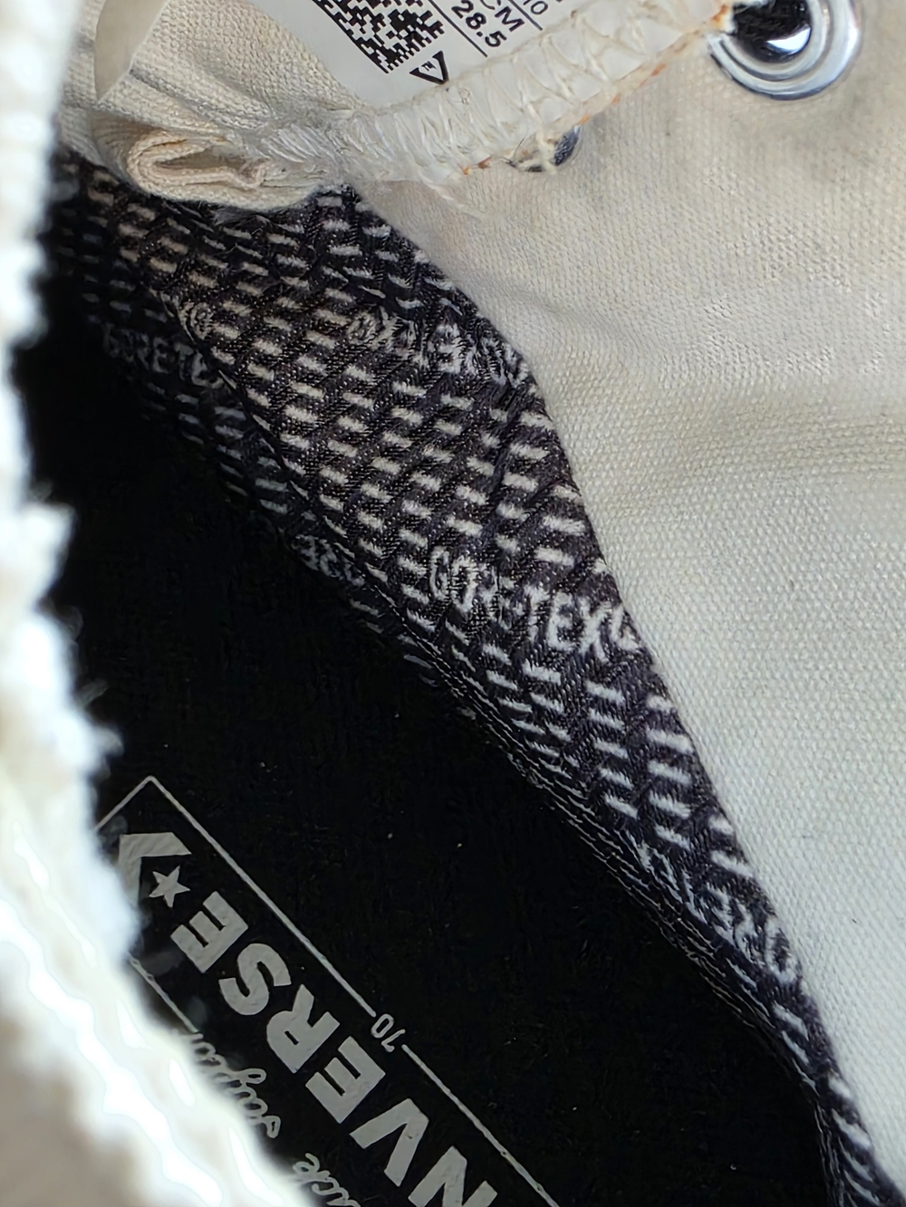 Converse High-Top Canvas Sneakers in White with Black Accents - Picture 9 of 9